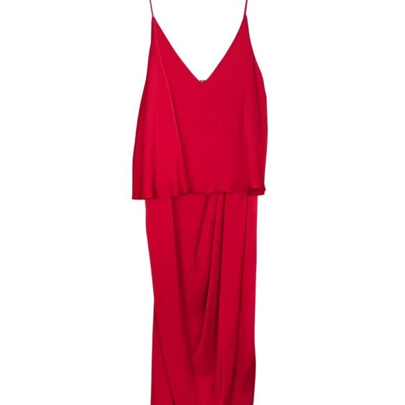 Tulip Hem Red Silky Dress - Size L - Never been used - Picture 1 of 4